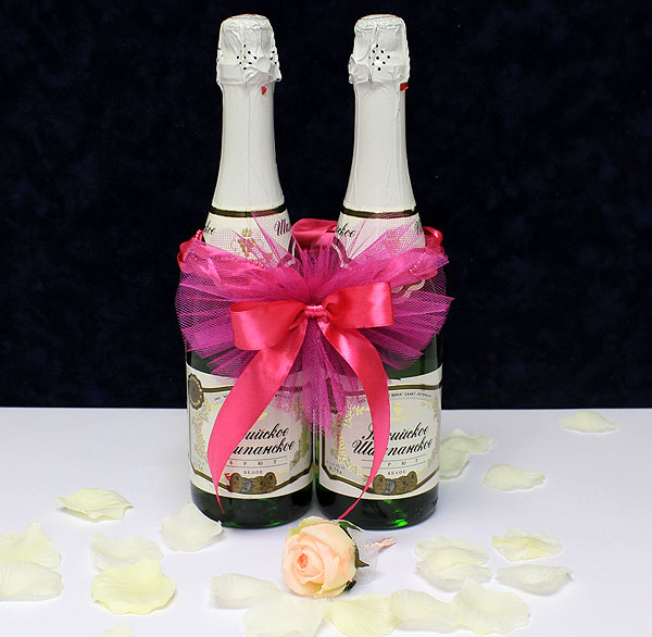 Украшение для свадебных бутылок шампанского "Love Story"