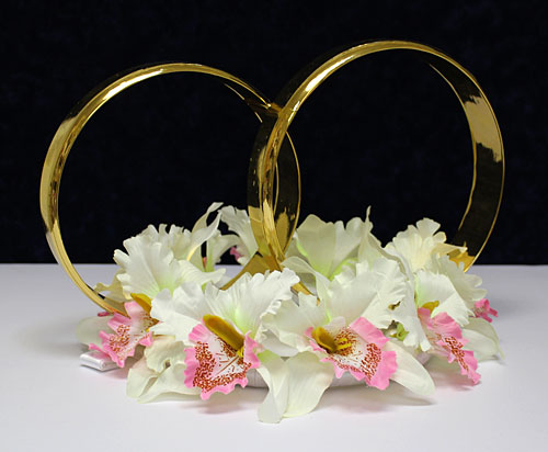 Кольца на авто Орхидеи (белый/розовый)