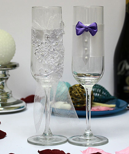 Свадебные бокалы Счастливая пара (2 шт) (фиолетовый)