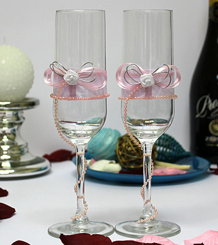 Свадебные бокалы для молодоженов Фурор (2 шт.) (розовый)
