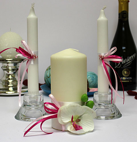 Набор свечей "Нежная орхидея" (3 свечи, розовый)