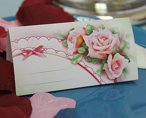Рассадочная карточка "Розовые розы"