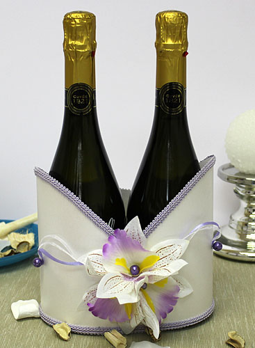 Чехол для шампанского "Аленький цветочек" (сиреневый)