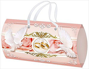 Конверт для денег-сумочка "Розы и голуби"