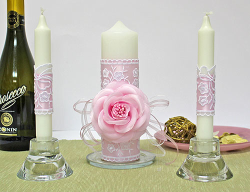Набор свечей "Элегия" (3 свечи, нежно-розовый)