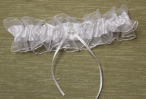 Подвязка для невесты "Кокетка" (белая органза)