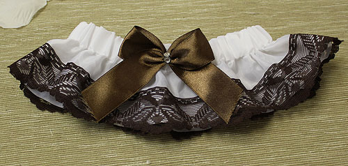 Подвязка для невесты "Мулен Руж" (бело-коричневый)