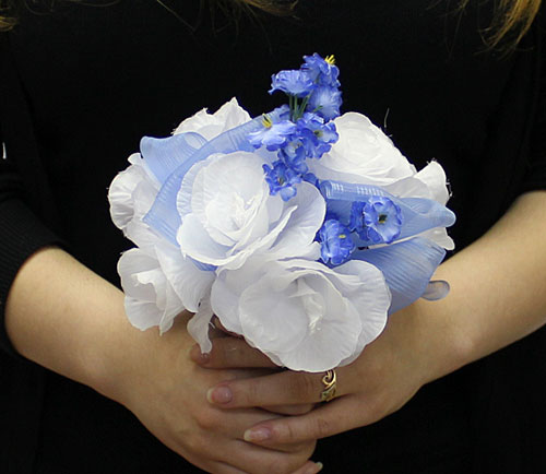 Свадебный букет-дублер для невесты "Сандра" (белый/синий)