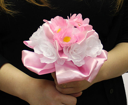 Свадебный букет-дублер для невесты "Алисия" (белый/розовый)