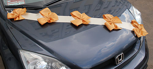 Автомобильные ленты на свадьбу Миледи (1 луч) (золотой-айвори)