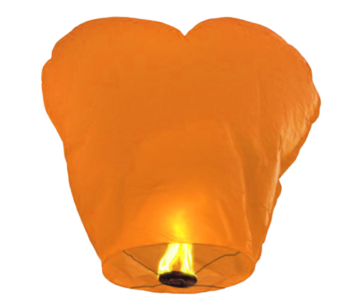 Небесный фонарик персиковый (сердце-110х110х40)