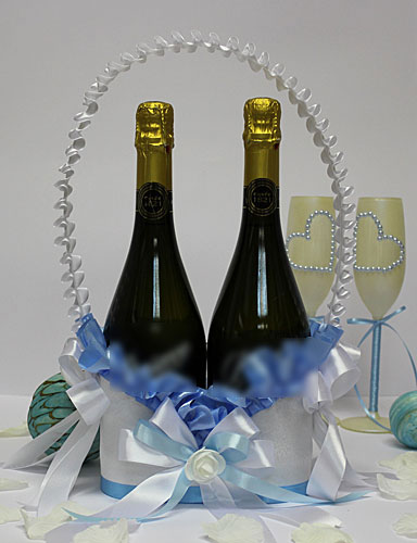 Корзинка для шампанского (бело-голубой)