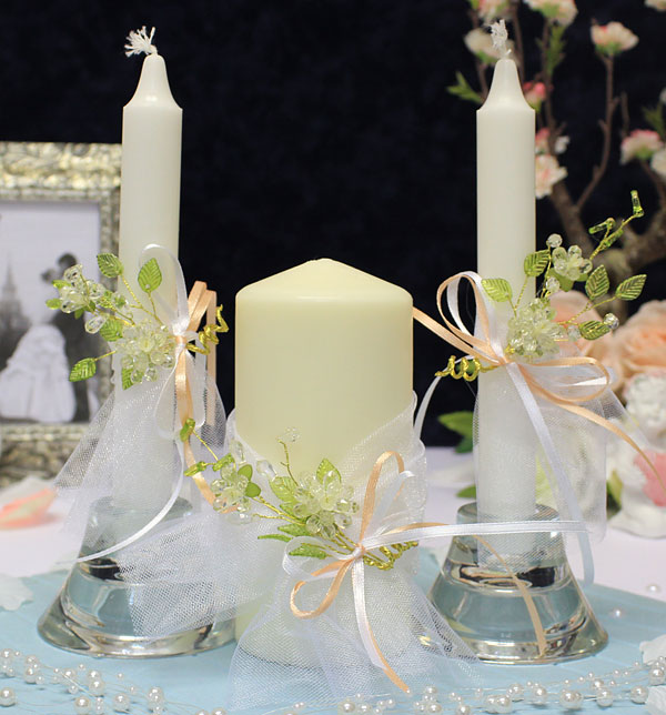 Набор свадебных свечей "Хрустальный цветок"