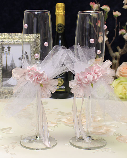 Свадебные бокалы Цветочная симфония (розовый)