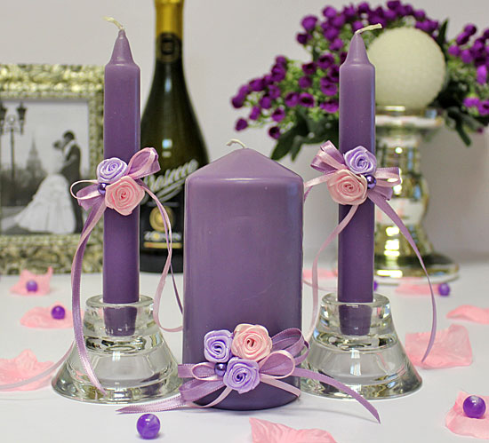 Набор свадебных свечей "Сиреневая дымка"