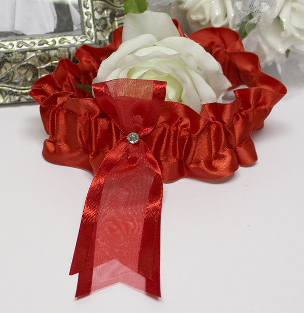 Свадебная подвязка для невесты "Парижанка" (красный)