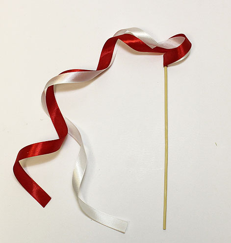 Альтернатива конфетти: палочка-махалочка (1 шт, яркие ленты) (белый - красный)