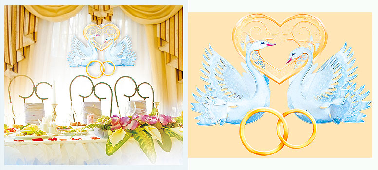 Украшение к свадьбе "Лебеди 3D"