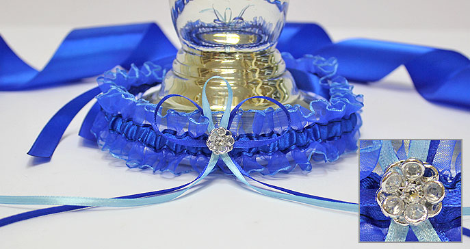 Подвязка для невесты Чародейка на завязках (синяя)