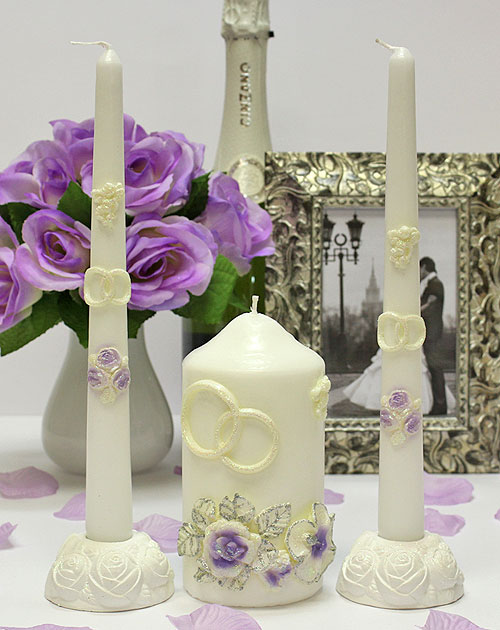 Домашний очаг + 2 свечи "Свадебные цветы"