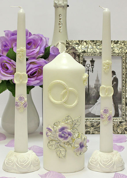 Домошний очаг + 2 свечи "Свадебные цветы"