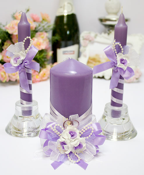 Набор свадебных свечей "Сиреневый рассвет"