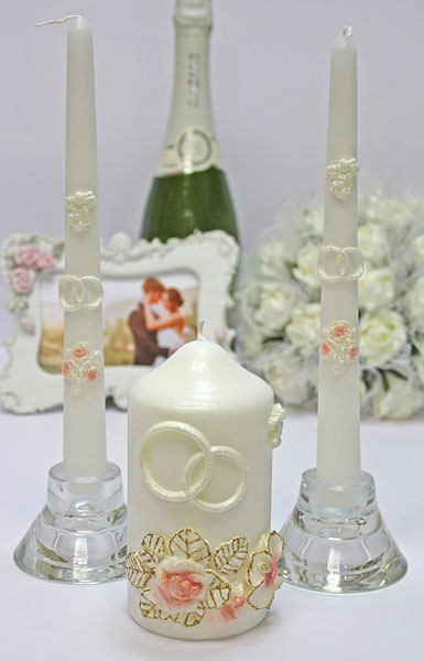 Домашний очаг + 2 свечи "Свадебные цветы"