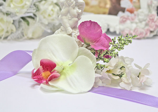 Браслет для подружек невесты Нежная орхидея (бело - сиреневый)