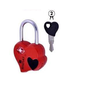 Мини Замок  "Два сердца" (с ключами, красный)