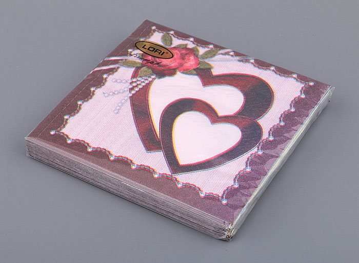 Упаковка салфеток "Сердца" № 2 (20 шт, 33х33 см)