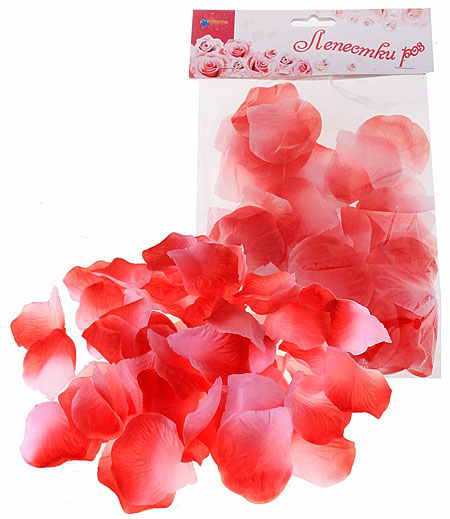 Лепестки роз искуственные с запахом (красно-розовый)