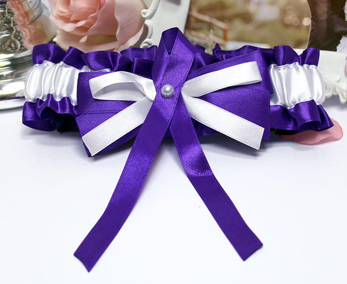 Подвязка для невесты В шоколаде (фиолетовый)