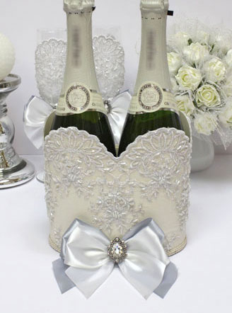 Свадебное украшение для шампанского "Вальс"