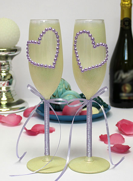 Свадебные бокалы с ручной росписью "Сердца" (2 шт)