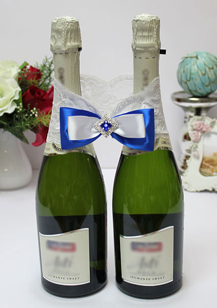 Свадебное украшение на шампанское Богема (синий)