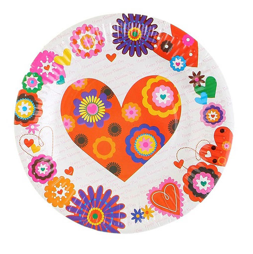 Упаковка тарелок "Сердца и цветы" (6 шт, 18 см)