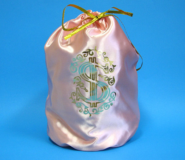 Свадебный атласный мешочек для денег (персиковый)