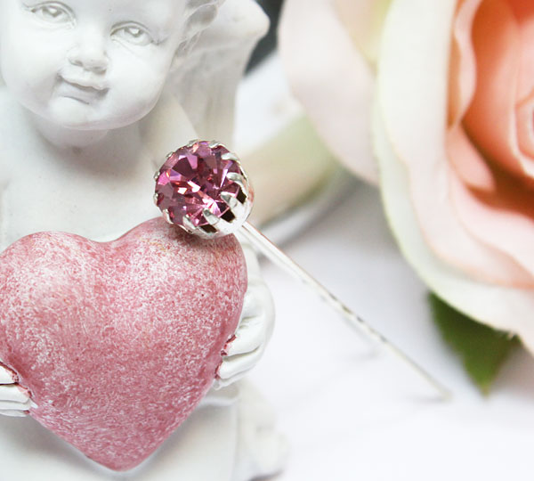 Свадебная шпилька "Блестящий камень" (1 см, розовый)