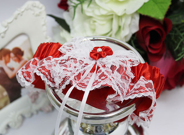 Подвязка для невесты Свадебный переполох (красный)