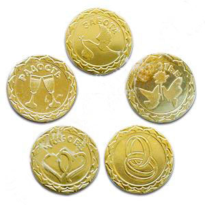 Монеты свадебные с пожеланиями (12 шт, для обсыпания или выкупа)