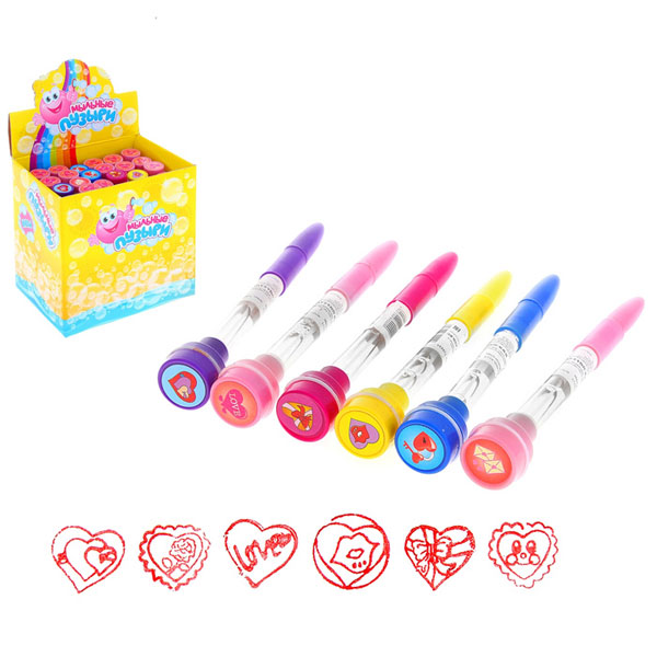Мыльные пузыри-ручки с печатью и светом "Сердца" (1 шт)