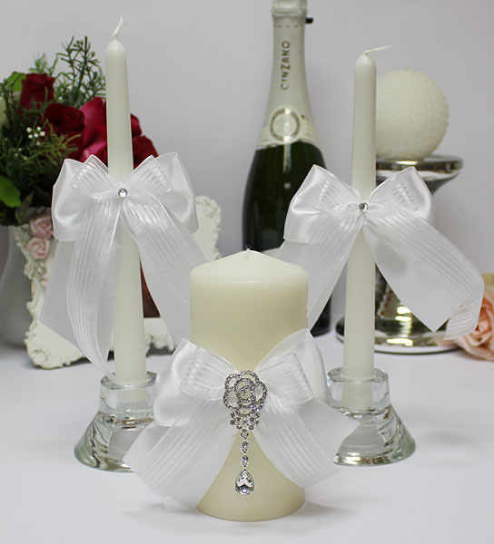 Свечи свадебные для молодоженов "Ледяная роза"