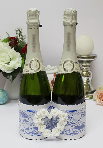 Комплект украшений на бутылки шампанского "Свадебный вальс"