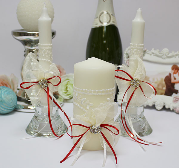 Свадебные свечи для молодоженов "Воздушный пудинг" (3 свечи)