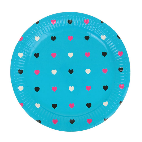 Упаковка тарелок "Цветные сердечки" (6 шт, 23 см)
