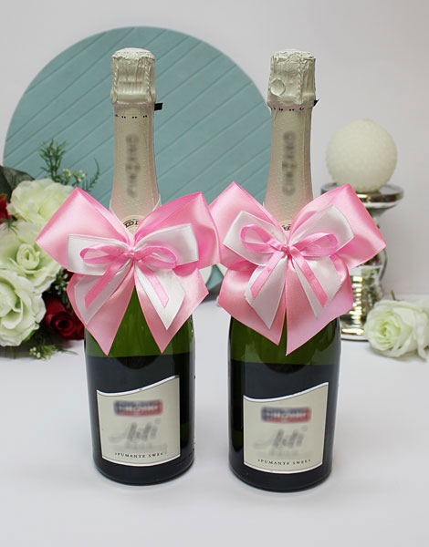 Украшение для свадебных бутылок Комильфо (розовый)