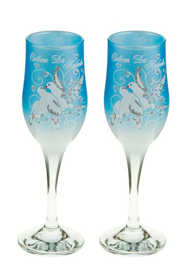 Свадебные бокалы для молодоженов "Голуби" (2 шт)