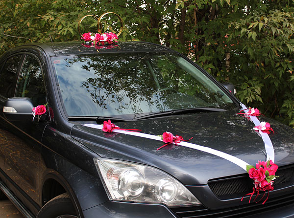 Набор свадебных украшений на машину Амели (бордовый)