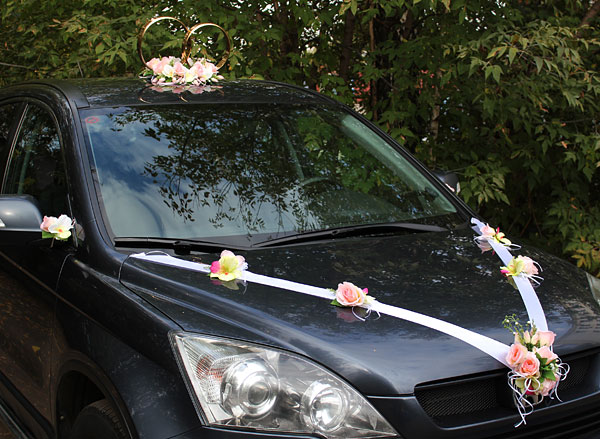 Набор свадебных украшений на машину Амели (розовый)