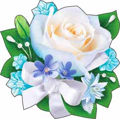 Свадебное украшение Роза (10 шт, 9х9 см) (голубой)